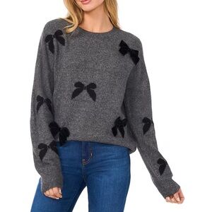 CeCe 3D Velvet Bow Crew Neck Long Sleeve Pullover
Sweater
